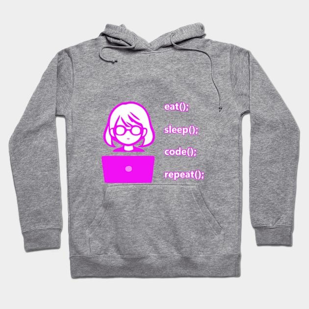 Girl Eat Sleep Code Repeat Hoodie by IDesign23